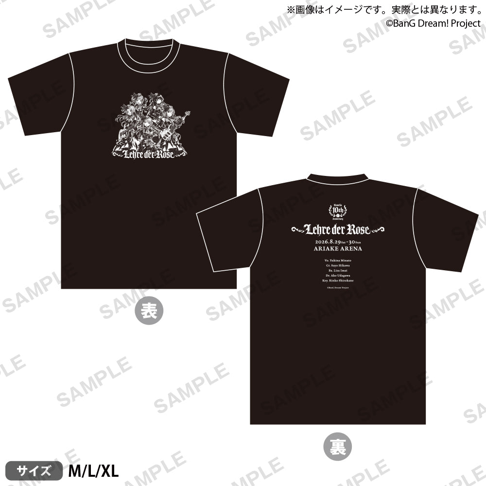 Roselia「Lehre der Rose」 - Roselia 10th Anniversary Best Album「Lehre der Rose」發售紀念 LIVE T恤 L
